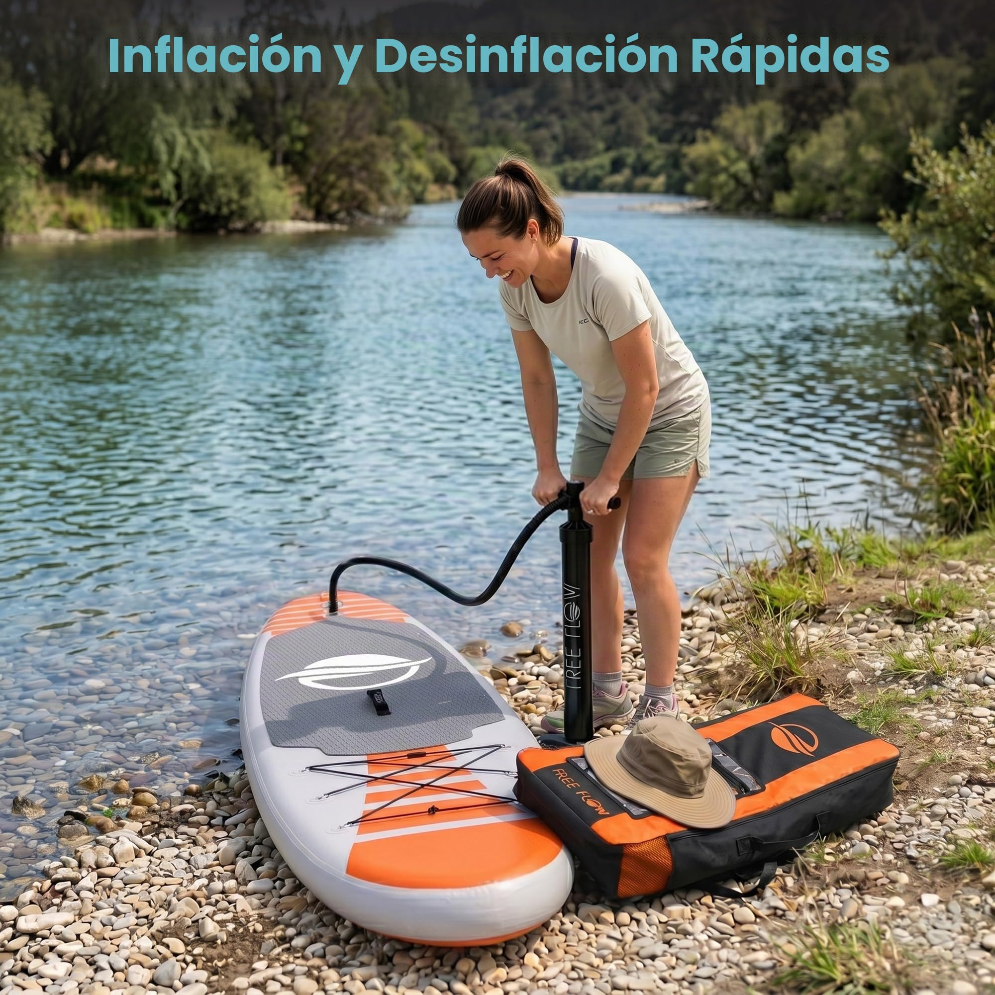 SereneLife Tabla Paddle Surf Hinchable, Paddle Board, Cubierta Antideslizante, Aleta Inferior para remar, Estuche para Guardar, Barco de pie para Jovenes y Adultos