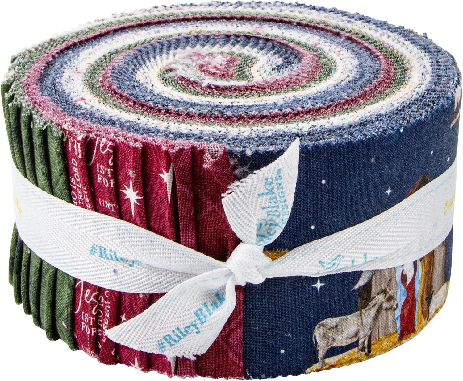 Tara Reed Come Let Us Adore Him Rolie Polie 40 2.5-inch Strips Jelly Roll Riley Blake RP-16310-40