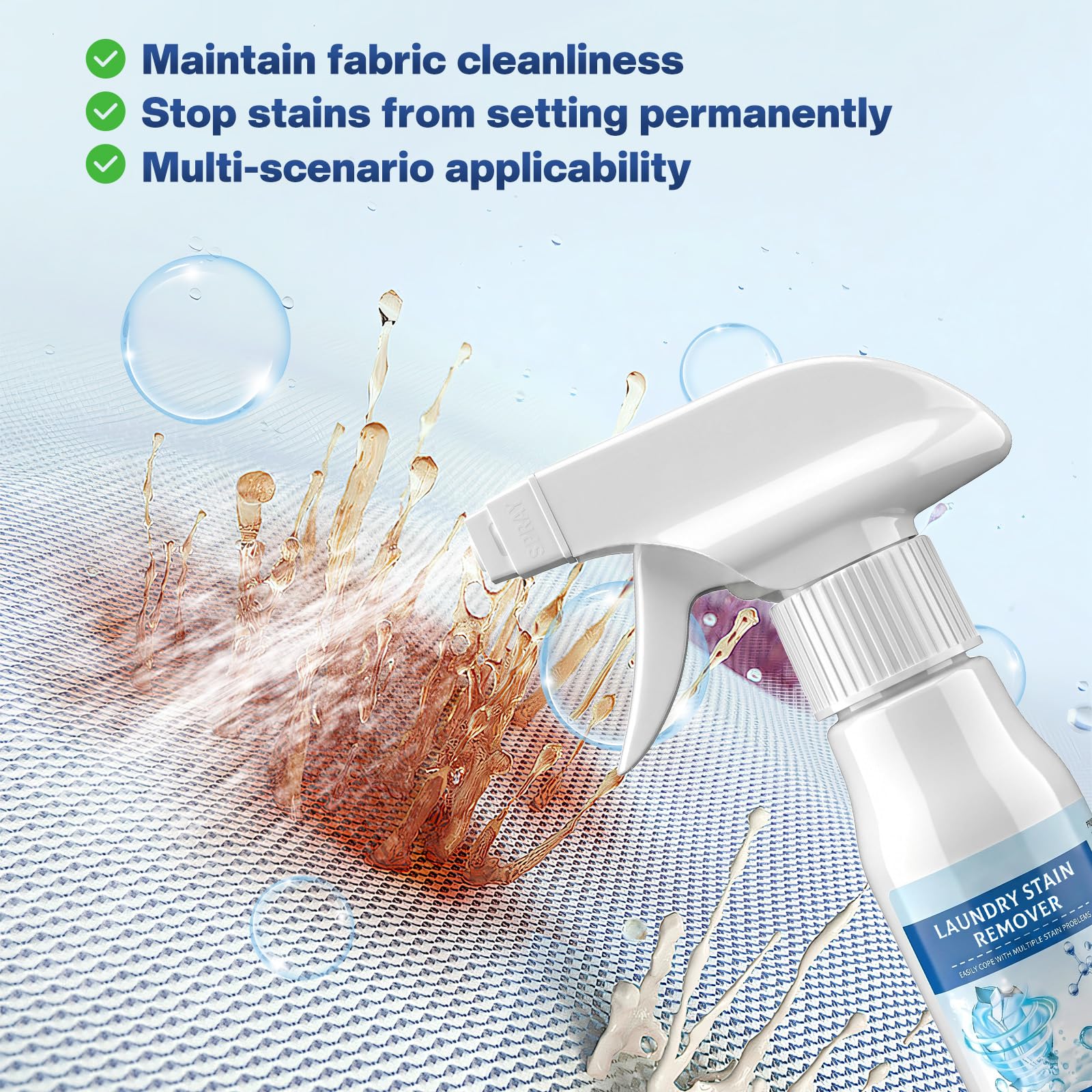 Fly Cleanse spray do usuwania plam w sprayu, 2 x 60 ml, niejonowy środek do usuwania plam do ubrań i tekstyliów, usuwa plamy z oleju, tłuszczu i żywności