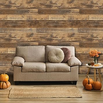 Decoroom Wood Wallpaper 17.71''118'' and 17.71x118 Marble Contact Paper