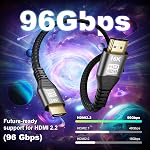16K 10K 8K HDMI 2.2 Cable 3.3FT, Certified 96Gbps Ultra High Speed HDMI Braided Cord, Support 16K@30Hz 8K@60Hz 4K@120Hz eARC HDCP 2.2&2.3 HDR10+ Dolby for PS5 PlayStatio5 Xbox Series X Apple TV 4K