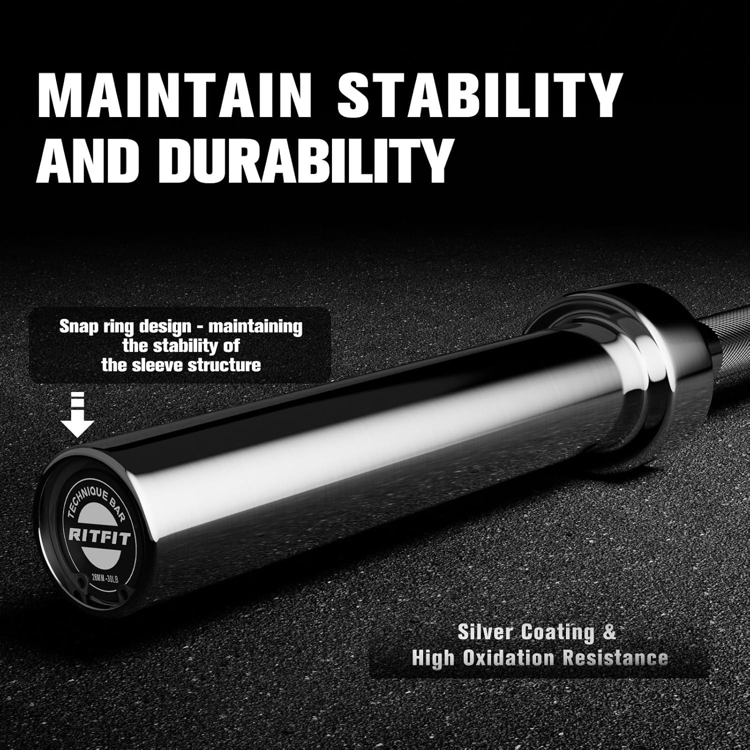 RITFIT Olympic Barbell 4ft/6ft - 2 Inch Weight Bar for Strength Training, Weightlifting, Squat, Deadlift, Bench Press, Curl, Overhead Press - 350lbs/500lbs Capacity