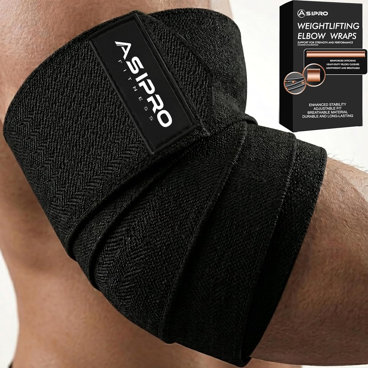 ASIPRO Elbow Wraps for Weightlifting Men &amp; Women 40" Elbow Brace for Weight Lifting, Bench Press &amp; Powerlifting Elbows Support for Weight Lifting Coderas para Gym Elbows Straps for Weightlifting
