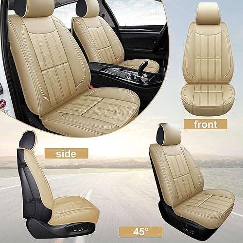 Miniatura 3 de AOOG Fundas de cuero para asiento de automóvil, funda de cuero sintético para automóvil, SUV, camioneta, funda universal antideslizante para