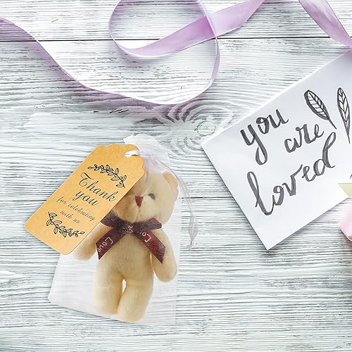 Miniatura 4 de 20 juegos de mini oso de peluche para decoración de baby shower, regalos de muñecas de baby shower, etiqueta de agradecimiento, bolsa de organza