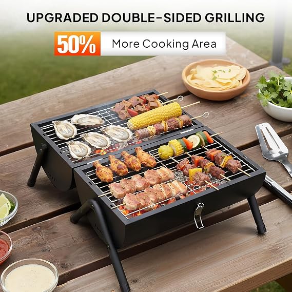 Portable Charcoal BBQ Grill with Storage Bag for Outdoor BBQs