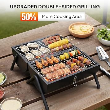 Portable Charcoal BBQ Grill with Storage Bag for Outdoor BBQs