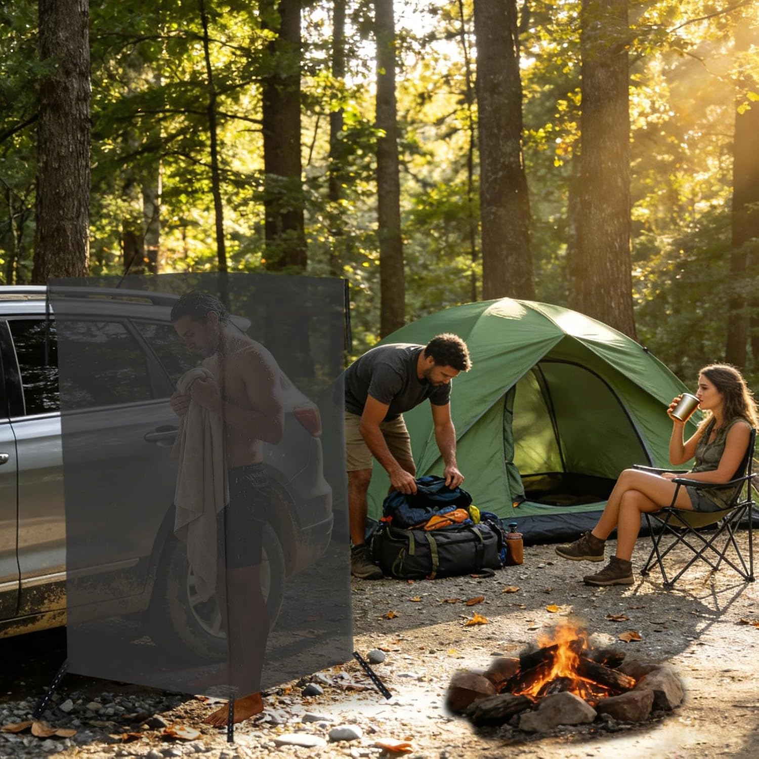 Mobile Privacy Tent - Portable Changing Room for Cars, Outdoor Dressing Tent, Quick Setup Privacy Shelter for Camping, Beach Trips, Bathroom Use, Trailer, Pontoon, Car, Truck, Outdoor Adventures