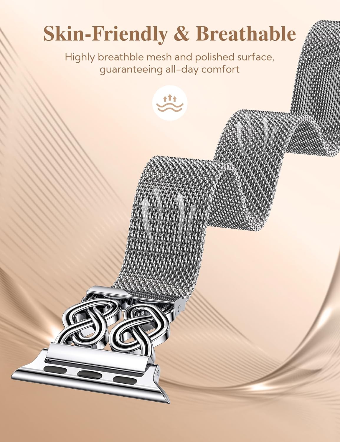 Celtic Knot Metal Band Compatible with Apple Watch Bands for Women 38/40/41/42/44/45/46/49mm Stainless Steel Magnetic Loop Mesh Strap for iWatch SE Series 11/10/9/8/7/6/5/4/3/2/1/Ultra(1/2)