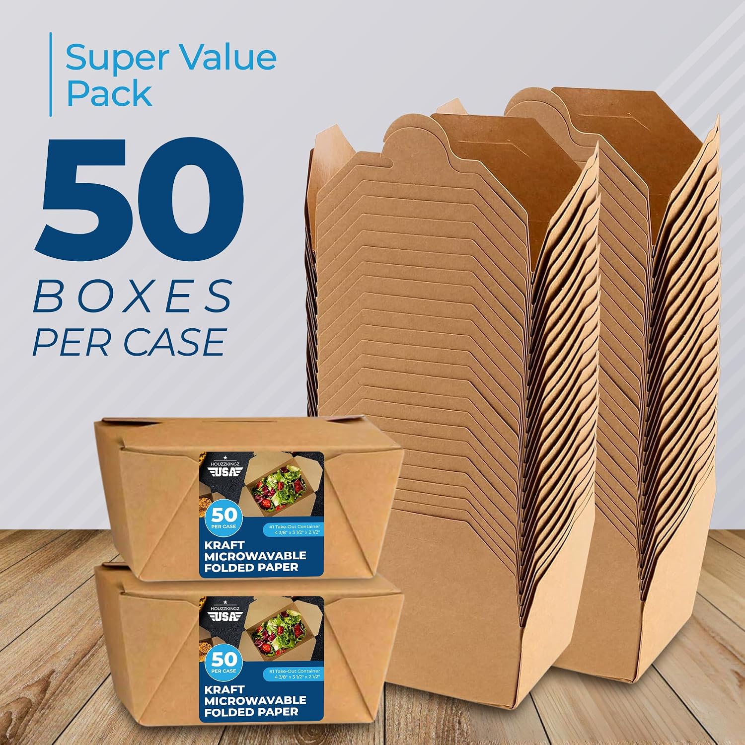 Paper To Go Boxes for Food [50 Pack - 30 Oz], Cardboard Take Out Food Containers Boxes | Kraft Fold Takeout Small Disposable Lunch Box Packaging, Chinese Take Home Away Containers Catering Deliveries