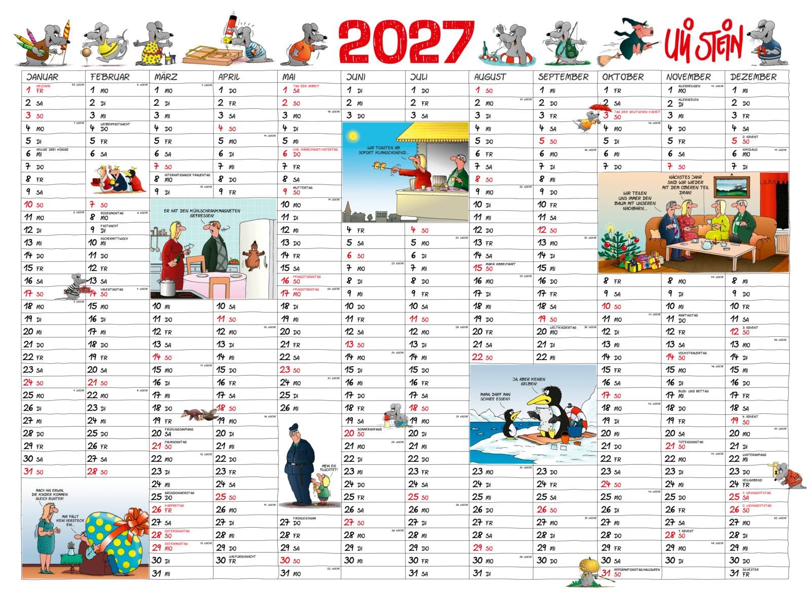 Uli Stein Jahresplaner 2027: Posterkalender: Plakatkalender für die Wand und den Schreibtisch