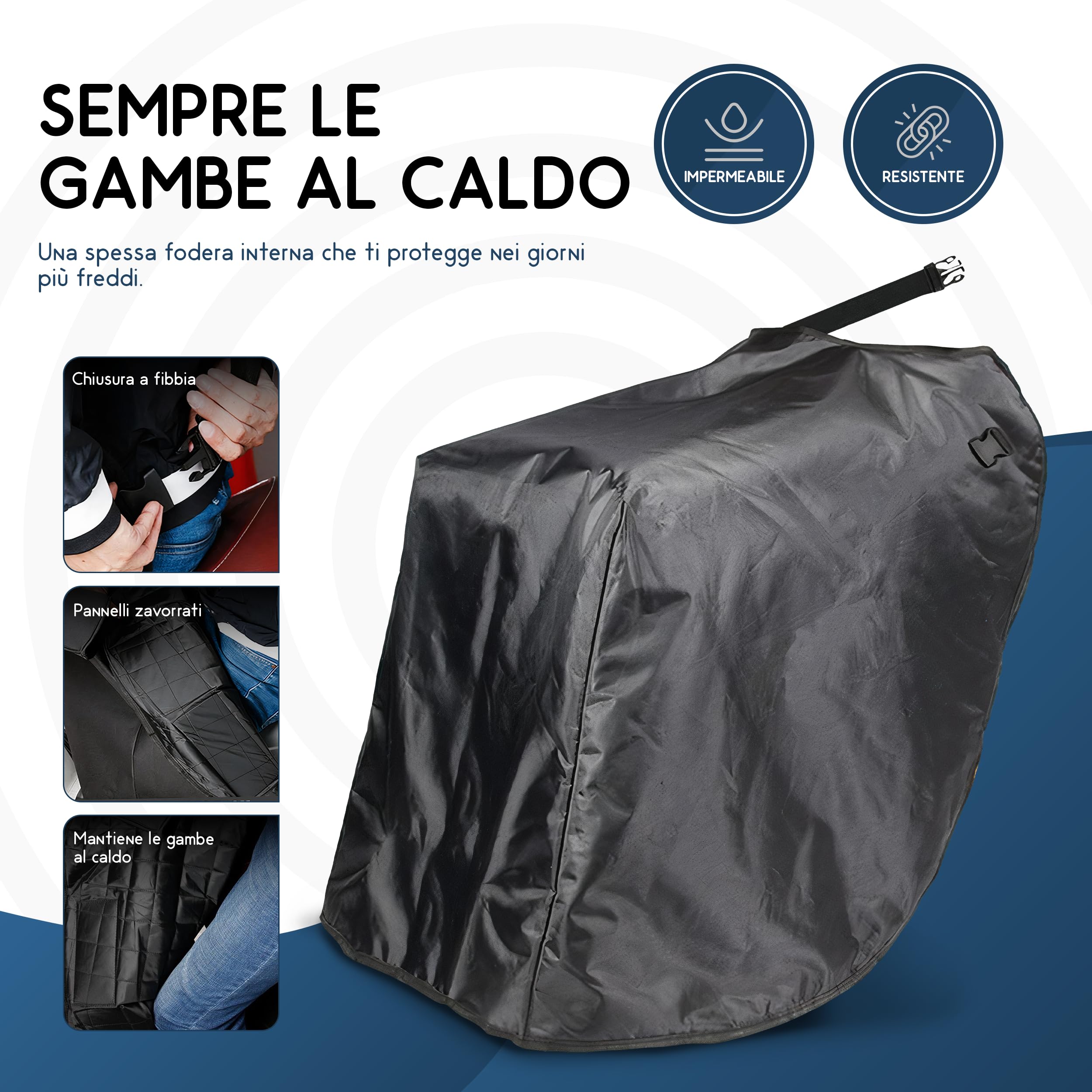 Scooter - Tappeto universale per gambe - Scalda gambe - Coperta - Tappeto Scootmobile - Impermeabile - Antivento - Copertina Scooter