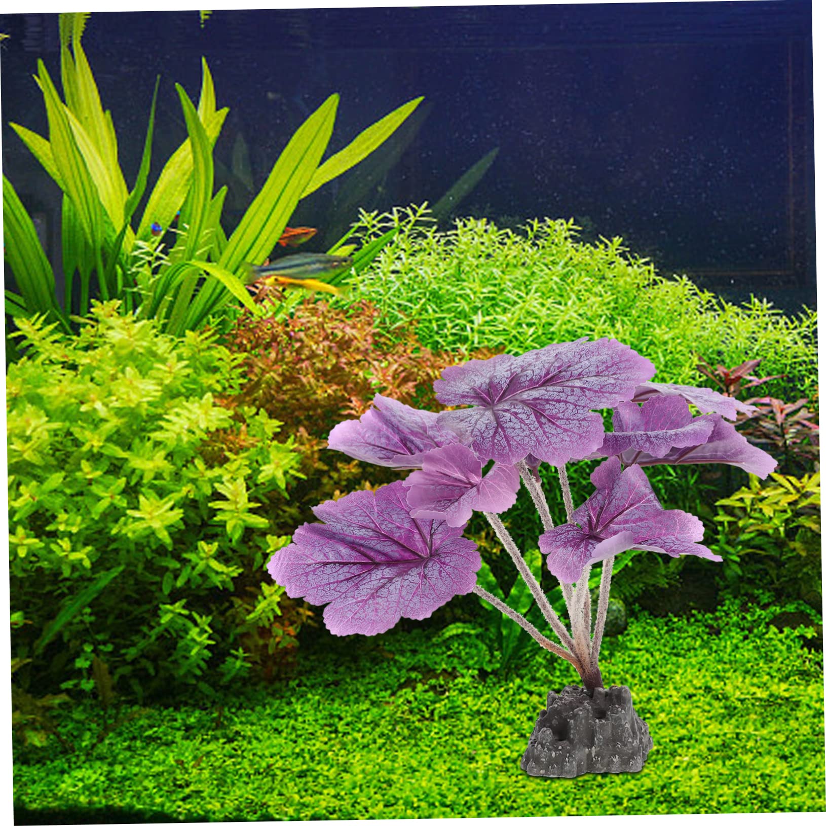 YARNOW 3 Pezzi acquario paesaggistico piante acquatiche piante d'acquario viola finta sott'acqua impianti pianta artificiale da plastica Viola,porpora