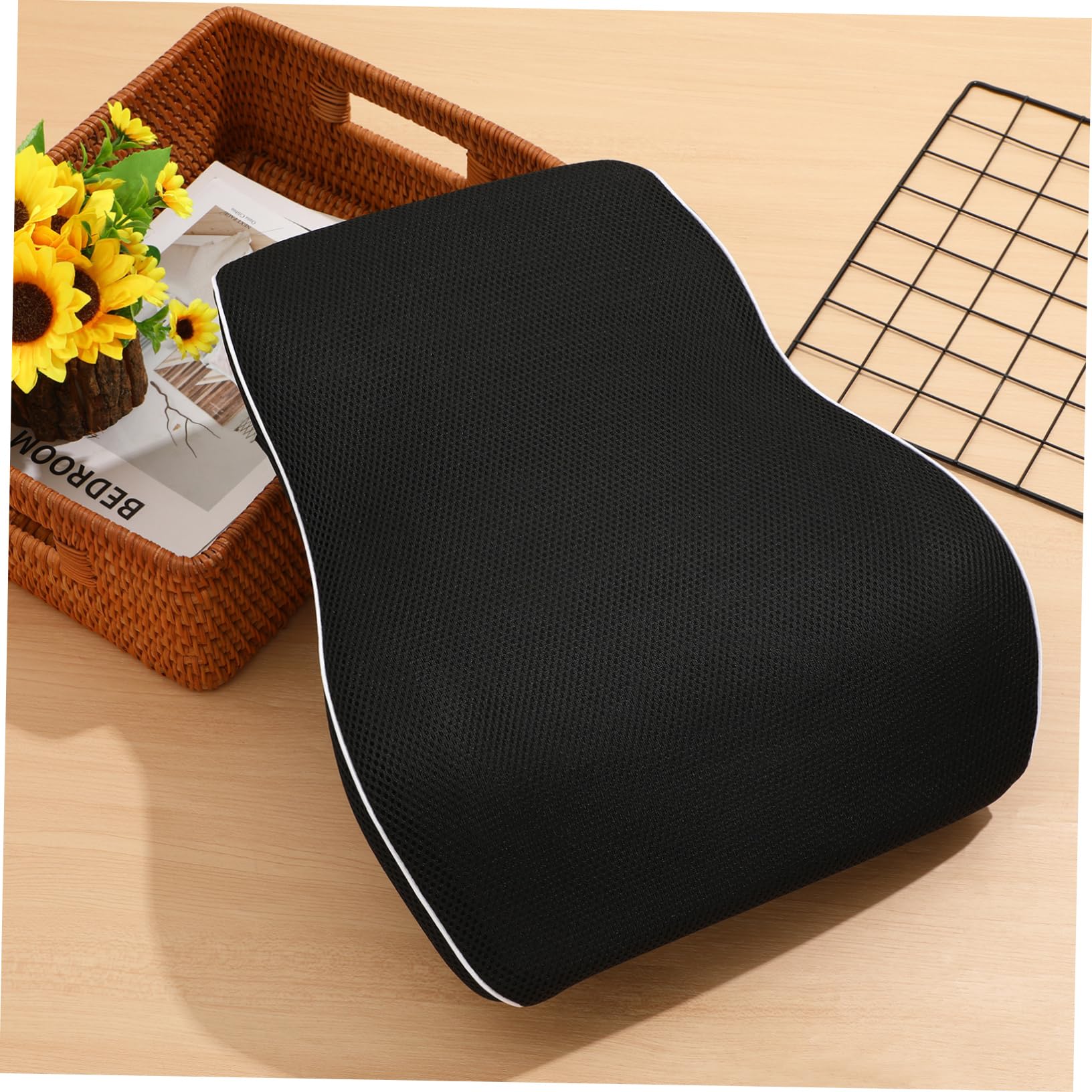 Cabilock Support Lombaire pour Voiture en Maille et Coton Mémoire Noir | Coussin de Soutien Lombaire pour Voiture, Design Simple, Entretien Facile, pour Sièges et Chaises de Bureau