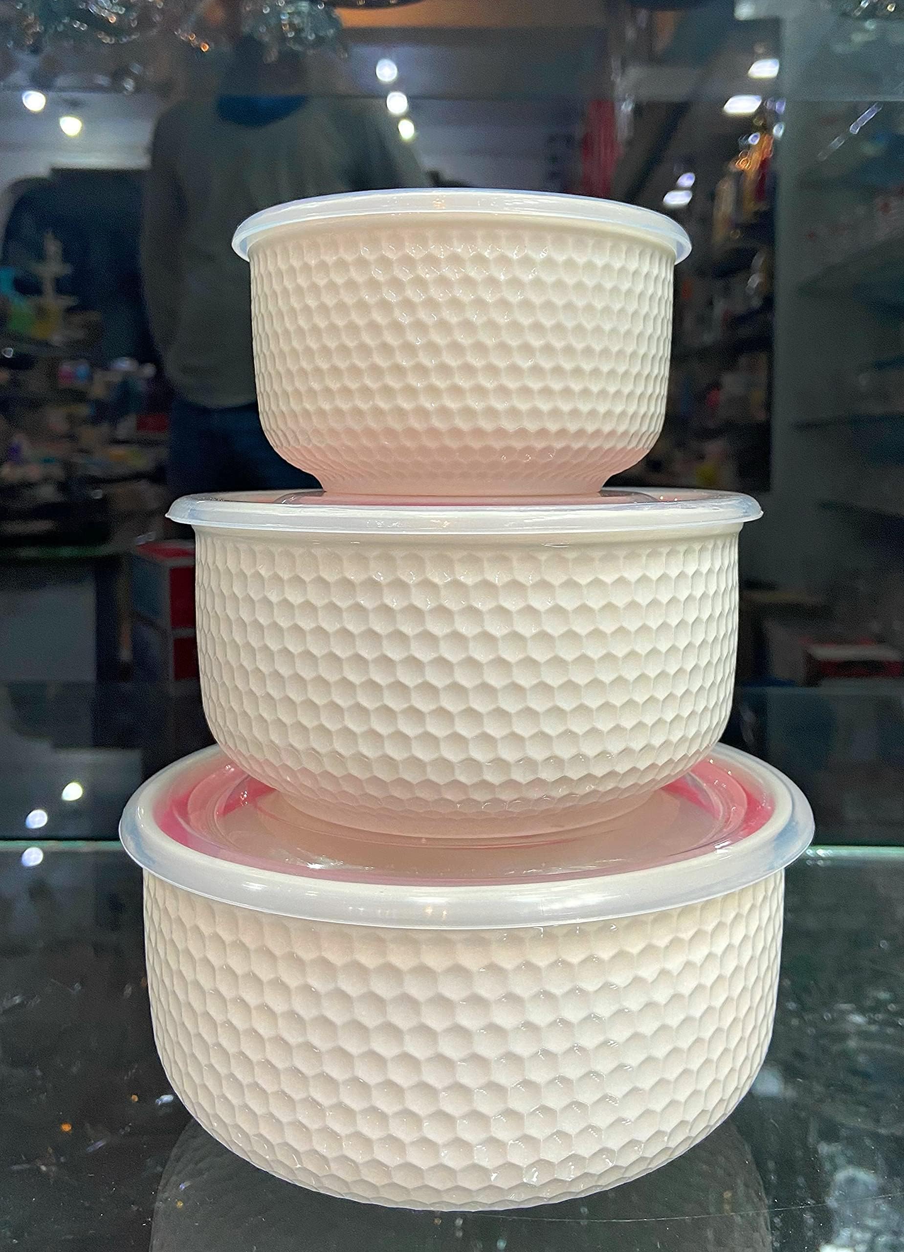 MOONGLASS Ceramic Airtight Lid Microwave Safe Snack Bowl (White) -Set of 3