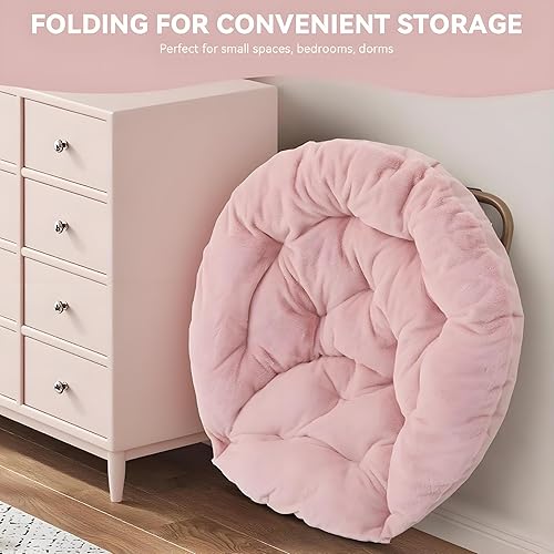 Miniatura 6 de Magshion Silla platillo para adultos, cómoda silla de sala de estar para dormitorio, esquina, dormitorio, apartamento, asiento circular esponjoso