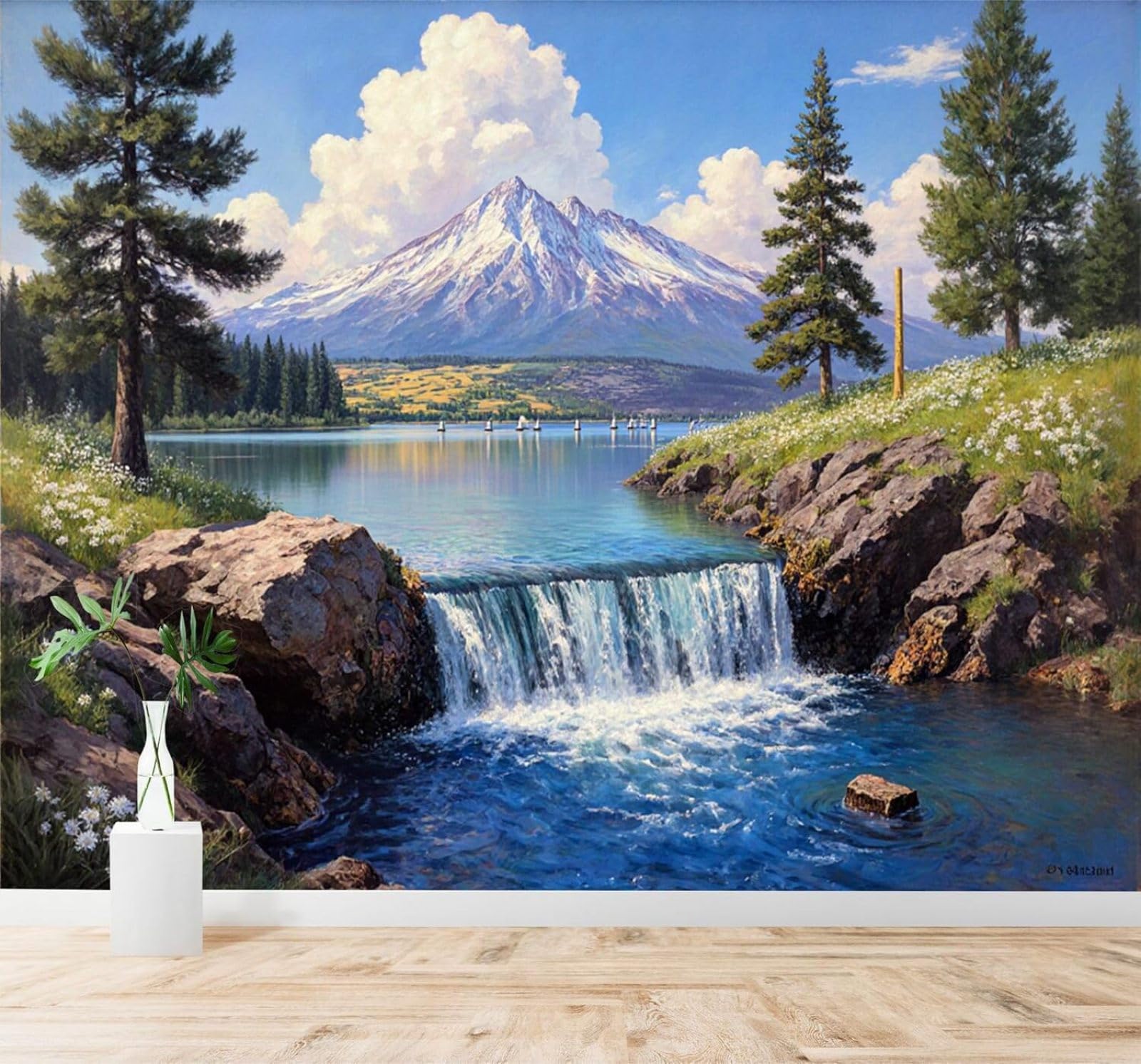XLMING Three Dimensional Landscape Pine Trees Sky Natural Scenery 3D Wallpaper Premium Textured Silk Study Dining Living Room Bedroom Sofa TV Wall Easy Install-430cm×300cm