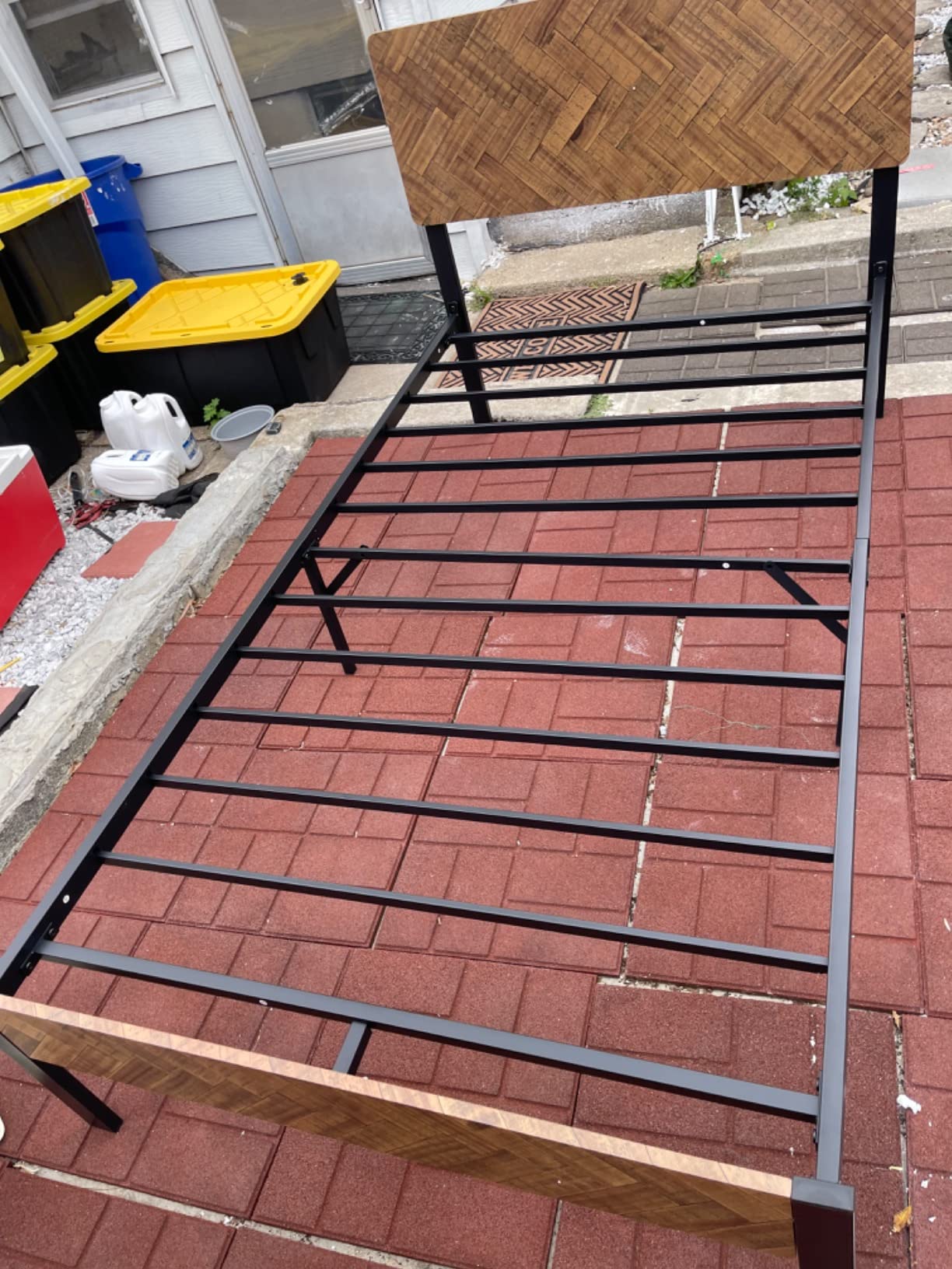 33/mo Finance ANITA Queen Size Bed Frame with Wood Headboard, High