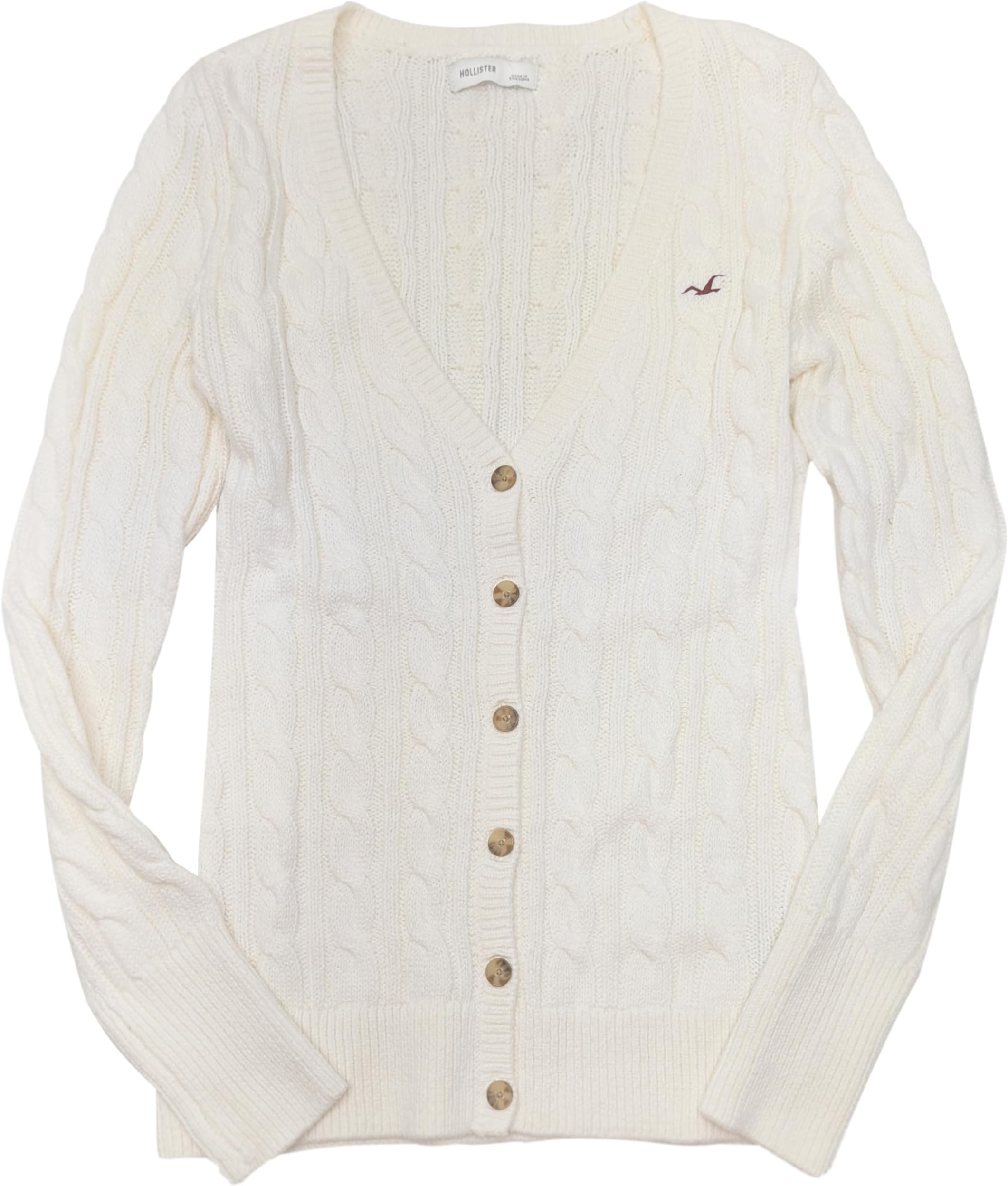 Hollister Women's Cable-Knit Icon V-Neck Sweater Cardigan (Slim Fit) HOW-73