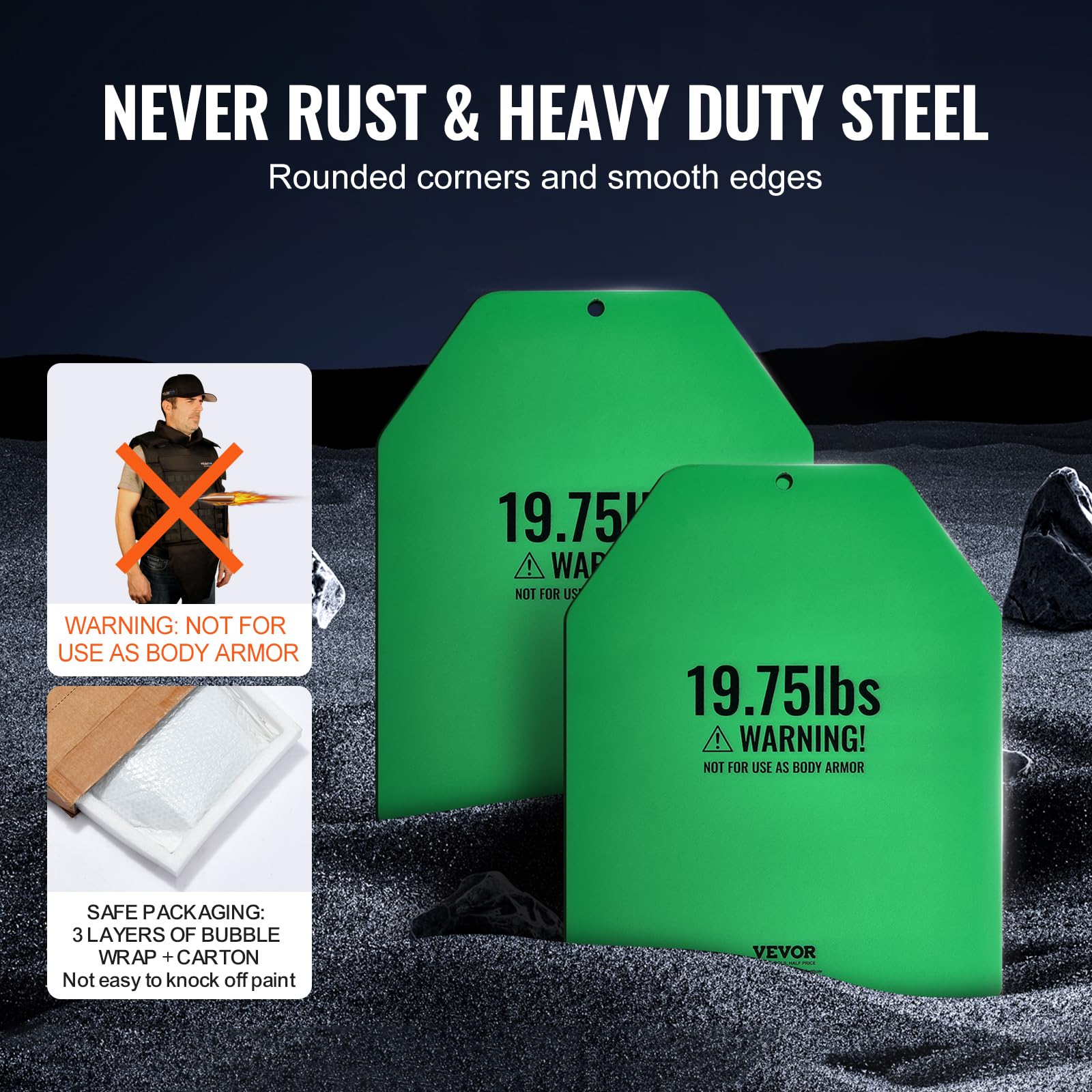 VEVOR Plaques lestées pour gilet lesté, paires de 8,97 kg, plaques de poids pour gilet, en acier de qualité supérieure, coupe ergonomique profilée WOD pour la musculation, la course à pied, le fitness