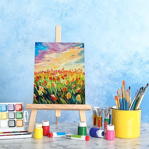 Miniatura 7 de Juego de 312 piezas de lienzo con caballete de 8 x 10 pulgadas con caballetes de madera, pinceles de pintura, kit de pintura en blanco para adultos,