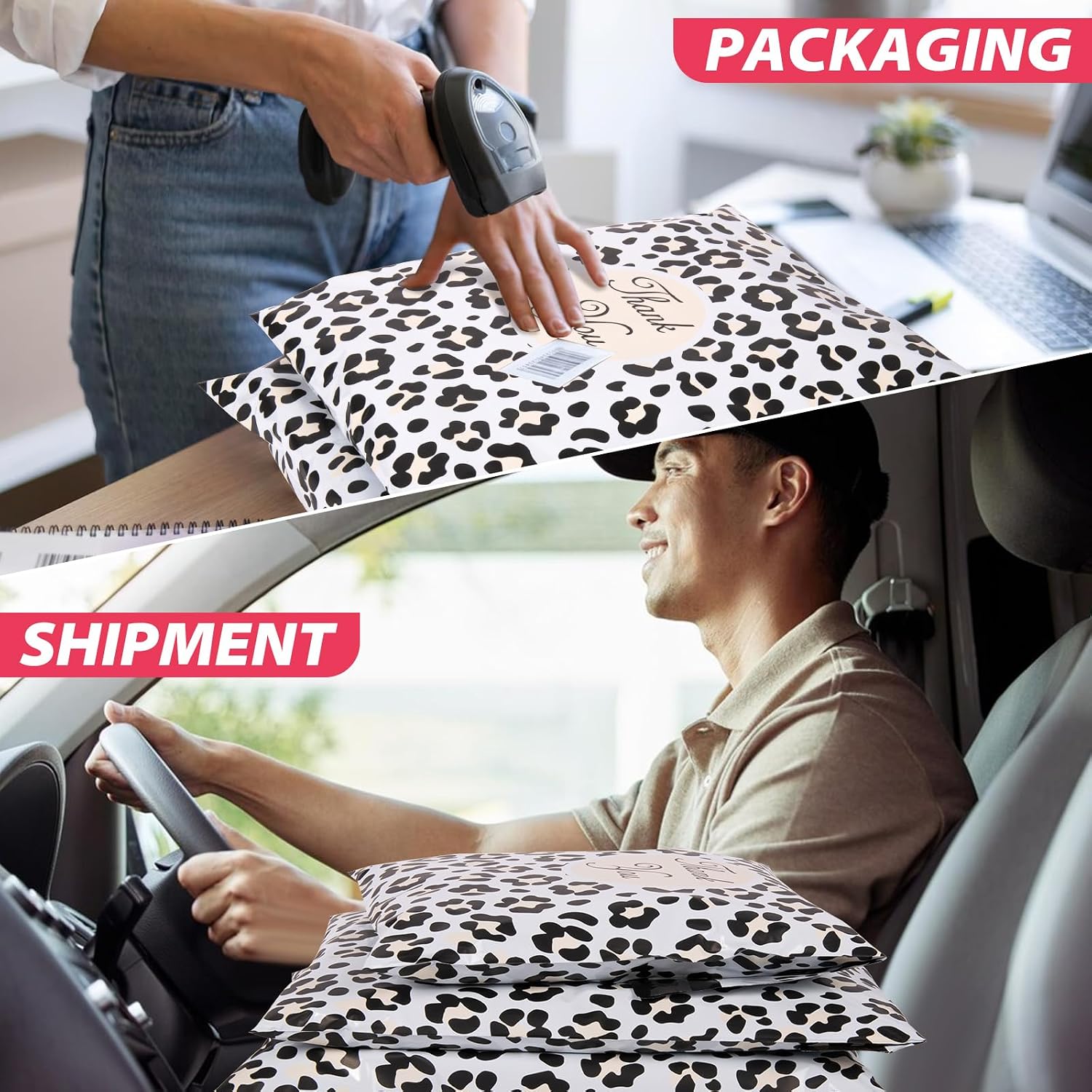 Oududianzi Poly Mailers 10x13, 50PCS Waterproof Shipping Bags, Self-Sealing Mailers Poly Bags, Mailing Envelopes Bulk, Packaging Bags for Small Bussiness