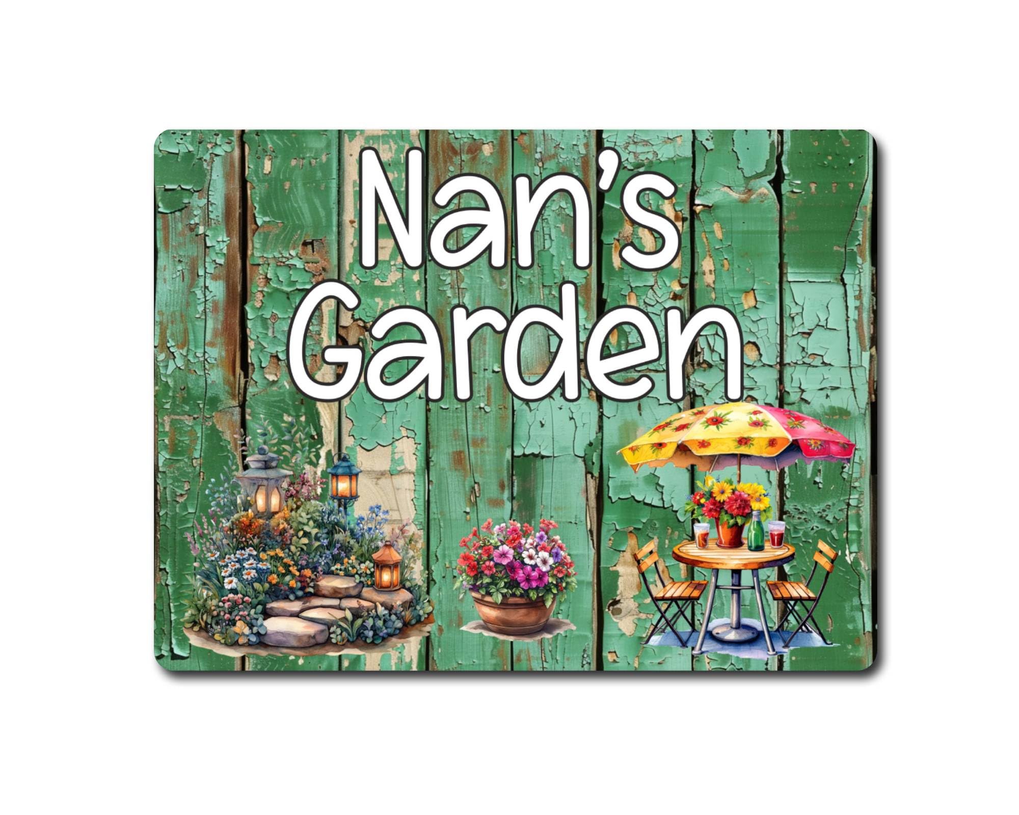Decalarama Gardening Metal Sign Gift – Nan's Garden - Family Fun Home Allotment Novelty Aluminium Present