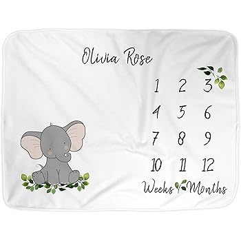 elephant milestone blanket