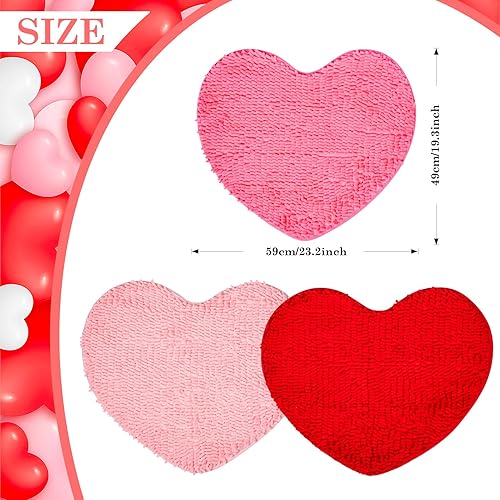 Miniatura 3 de 3 alfombras con forma de corazón para el día de San Valentín, tapete decorativo para ducha, antideslizante, lavable, tapete para puerta de baño,