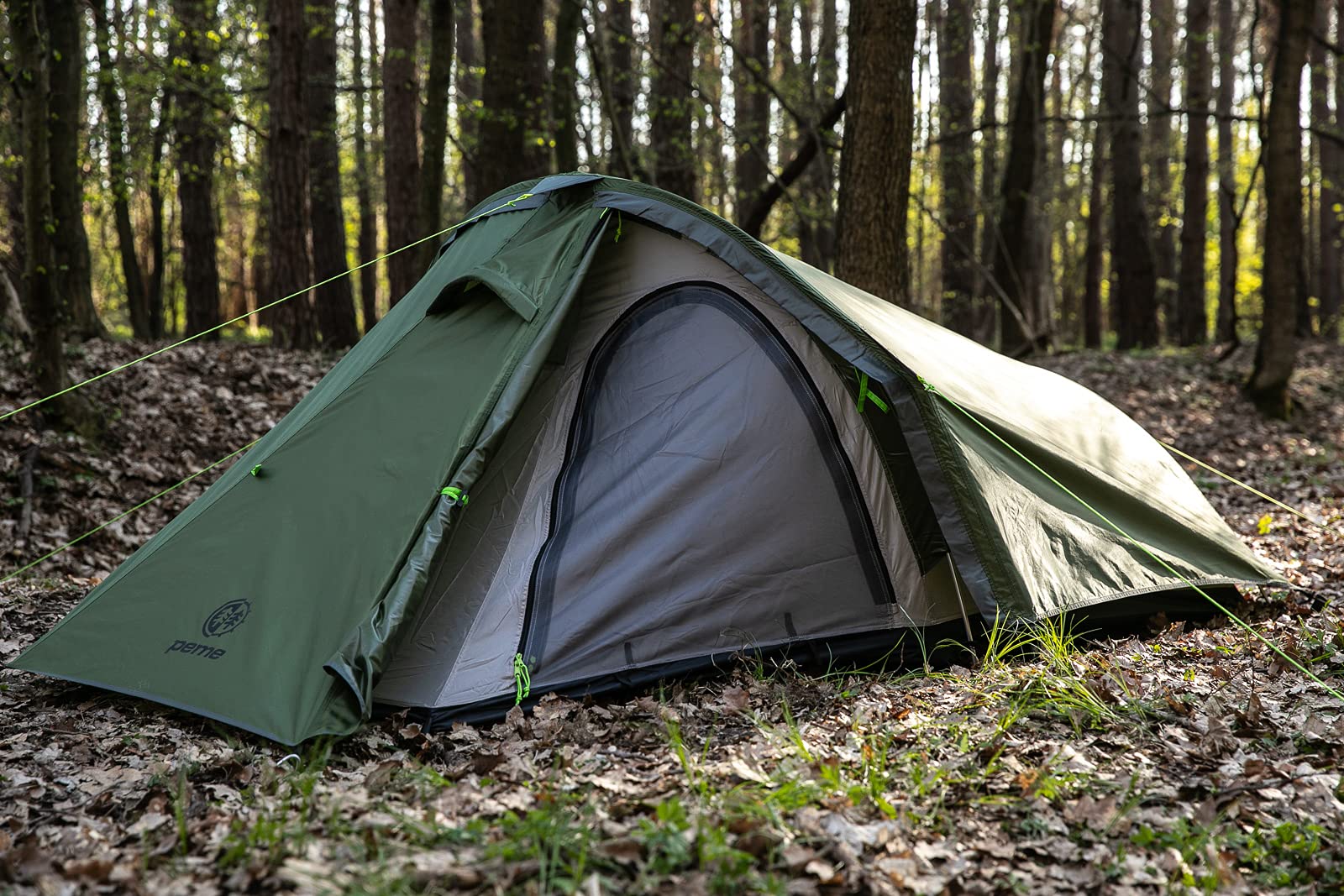 peme Leśny namiot kopułowy, namiot kempingowy dla 2 osób, wodoodporny 4000 mm, lekki namiot rodzinny, na trekking, kemping, wędrówki i festiwale na świeżym powietrzu, z 2 wejściami