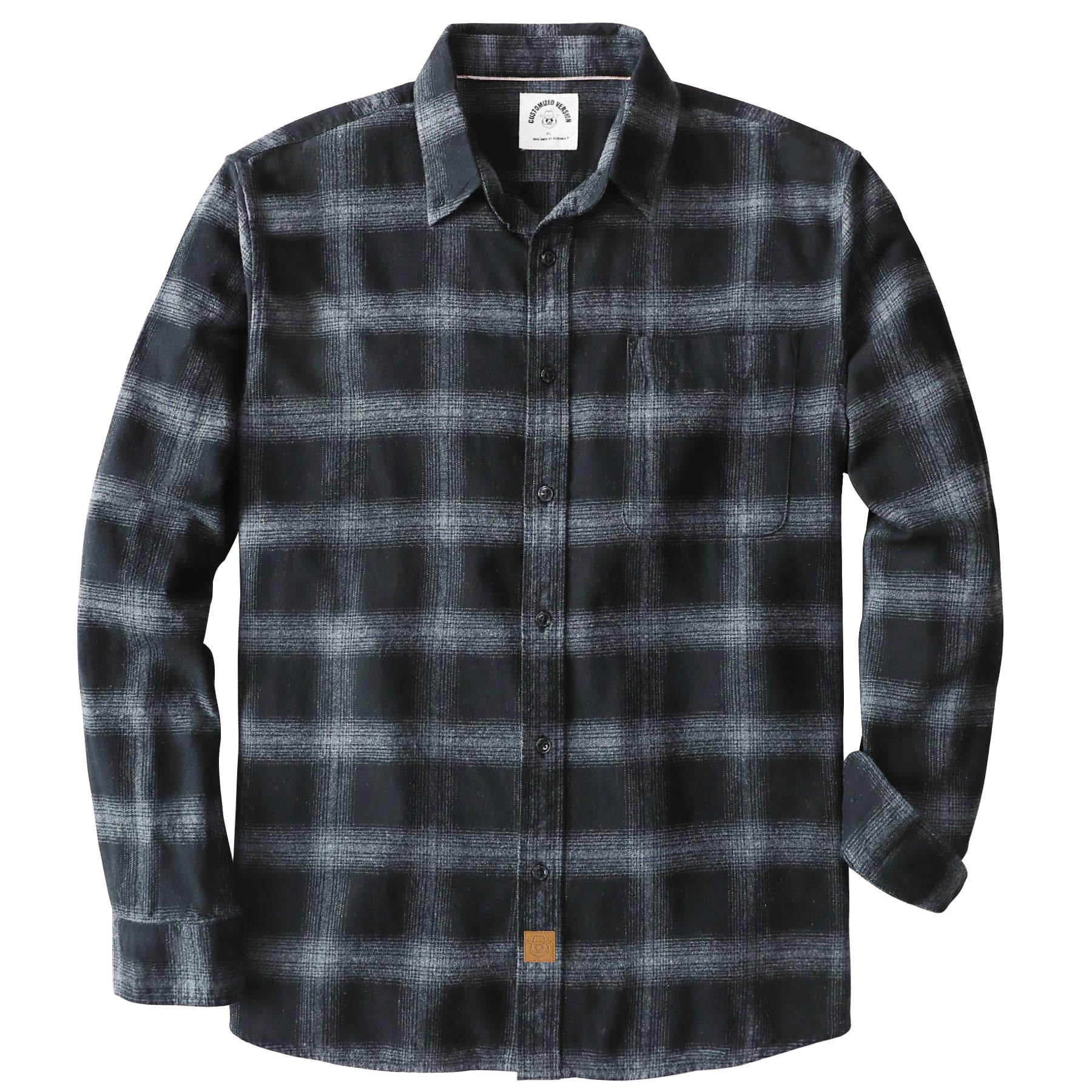 Dubinik® 6 oz Flannel Shirt for Men Pure Cotton Soft Warm Long Sleeve Plaid Shirts Casual Button Down for Outdoor Wear