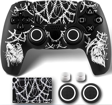 Non-Slip Silicone Cover for PS5 Controller with Thumbstick Caps * 2 & Sticker * 1 Michael & Reaper