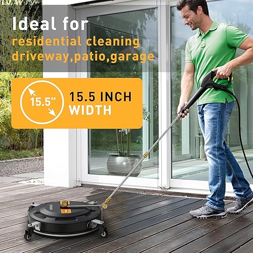 Miniatura 2 de EVEAGE Limpiador de superficies de 15.5 pulgadas y accesorio de lavadora a presión del tren de rodaje, limpiador de superficies de doble propósito