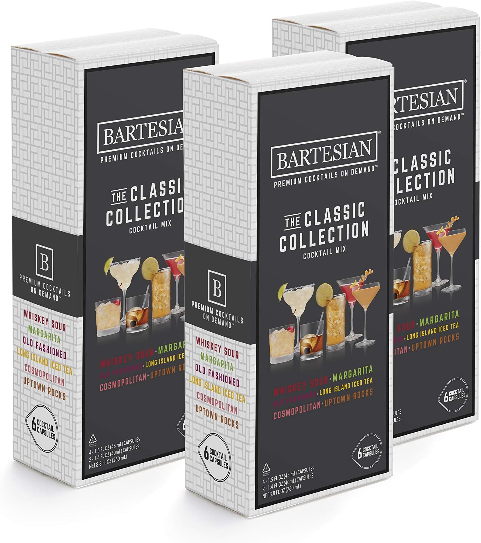 Bartesian The Classic Collection Cocktail Mixer Capsules, Variety Pack of 18 Cocktail Capsules, for Bartesian Premium Cocktail Maker (55401)