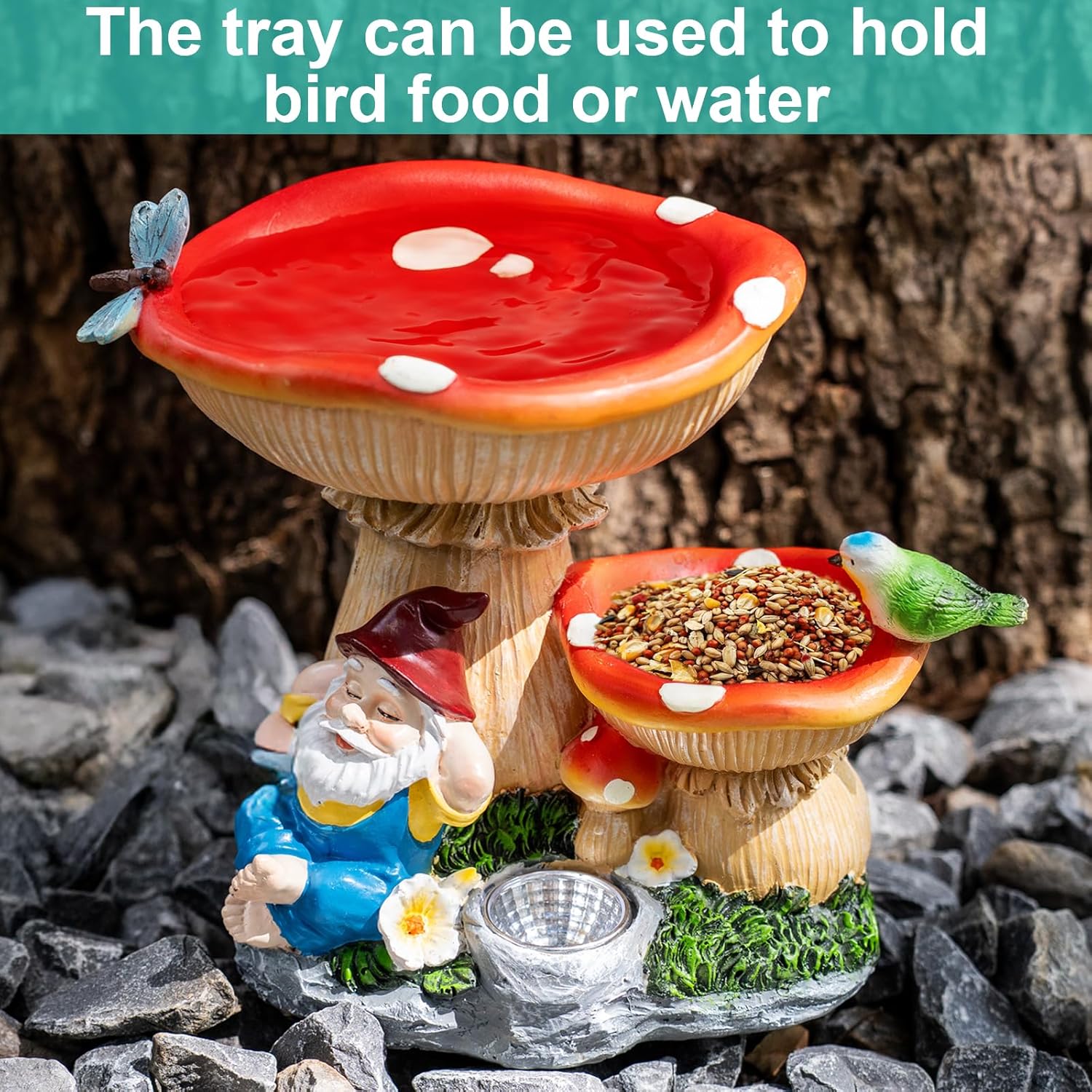 ZQQLITE Solar Gnome Statues Figurine Lights - Garden Lighting Outdoor Decorations, Gnome Sleeping Under Mushroom, Yard Art Lawn Ornaments for Porch Patio Balcony - Gnome Gifts for Women Mom