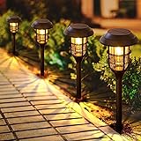 8 Pack Solar Lights Outdoor, LETMY Brighter Solar Lights Outdoor Waterproof, Auto On/Off Outdoor Solar Pathway Lights Landscape Lighting Garden Lights for Yard Patio Walkway Driveway Warm