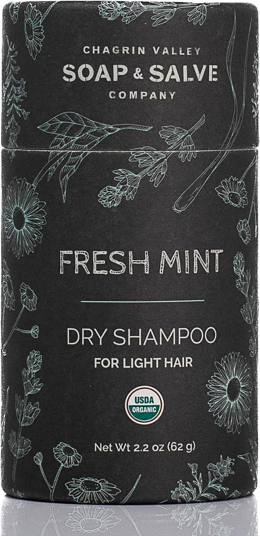 Organic Natural Dry Shampoo Powder - for Light Hair, Fresh Mint, Absorbs Oil Between Washes, Refreshes Hair, Non-GMO, Vegan, No Talc, 2.2 oz Travel Size Dry Shampoo