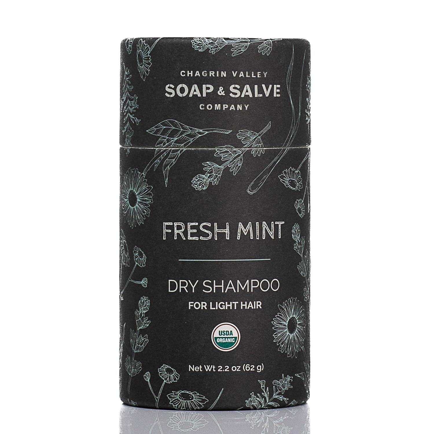 Chagrin Valley Soap & Salve Organic Natural Dry Shampoo Powder – for Light Hair, Fresh Mint, Absorbs Oil Between Washes, Refreshes Hair, Non-GMO, Vegan, No Talc, 2.2 oz Travel Size Dry Shampoo