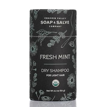 Chagrin Valley Soap & Salve Organic Natural Dry Shampoo Powder - for Light Hair, Fresh Mint, Absorbs Oil Between Washes, Refreshes Hair, Non-GMO, Vegan, No Talc, 2.2 oz Travel Size Dry Shampoo