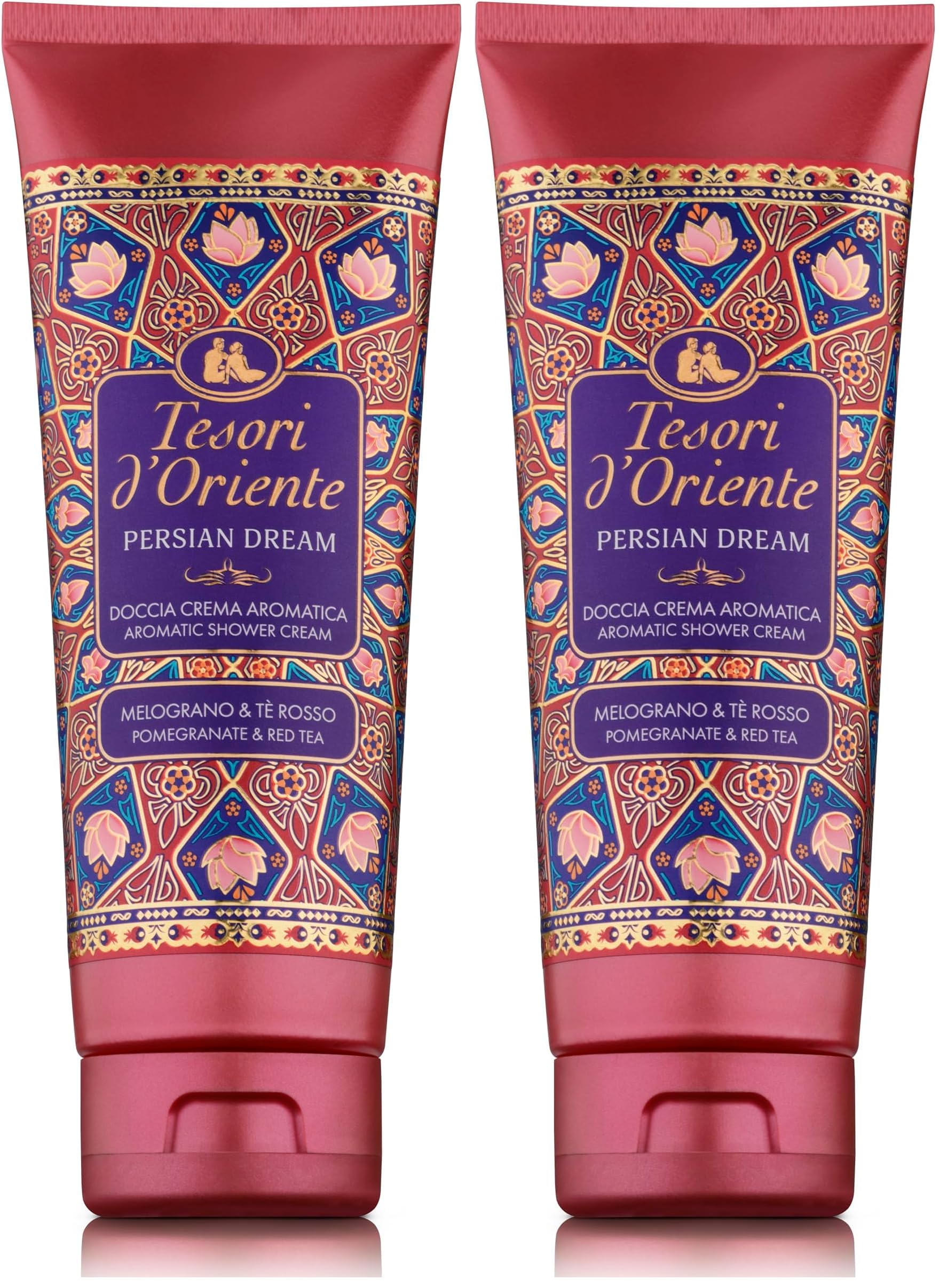 Tesori d'Oriente - Cremedusche Persian Dream mit Noten von Granatapfel und rotem Tee, antioxidative Wirkung, reinigt und pflegt die Haut tief, 250 ml (Packung mit 2)
