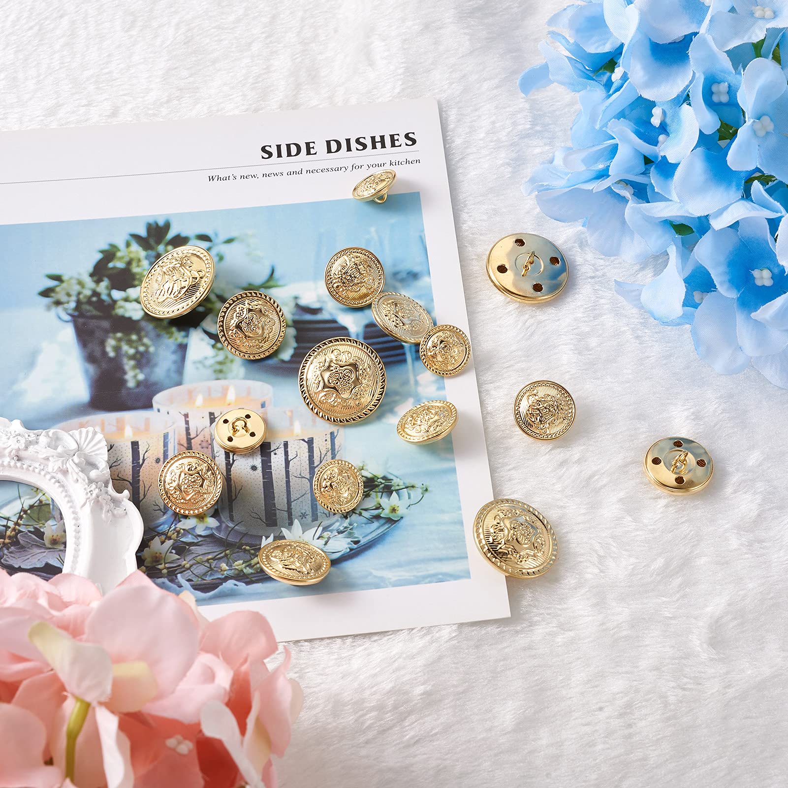 Mini Boutons En Céramique Jaune Et Fleur Turquoise - Argenté