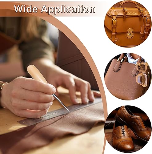 Miniatura 5 de OOTDAY Kit de costura de cuero, herramientas y suministros de trabajo de cuero, kit de reparación de cuero, kit de trabajo de cuero con agujas de