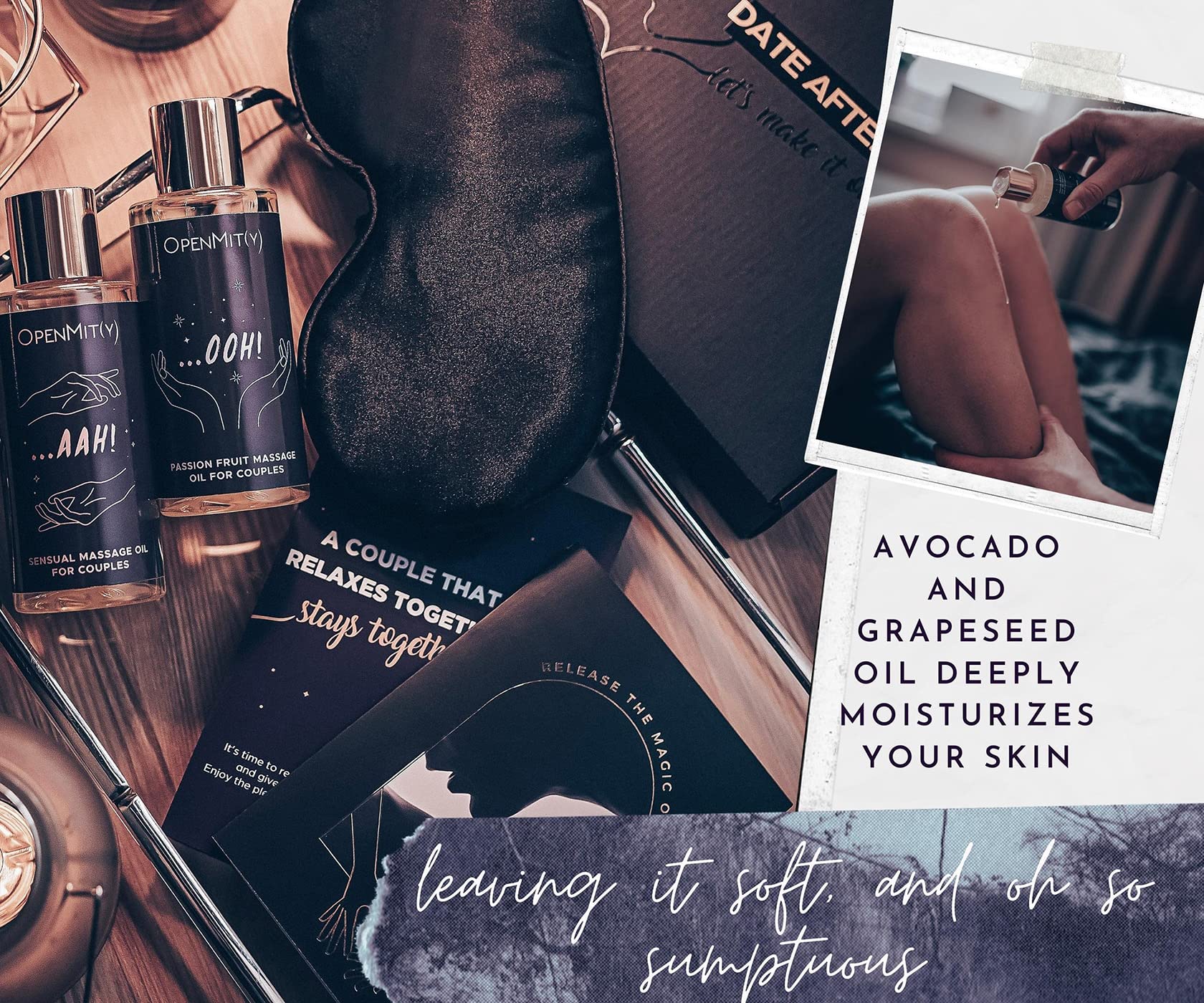 Massage Oil for Couples – Date Night Box with Relaxing Massage Oil Set for the Perfect Date Night, Including Two Different Massage Oils and Scratch Off Card