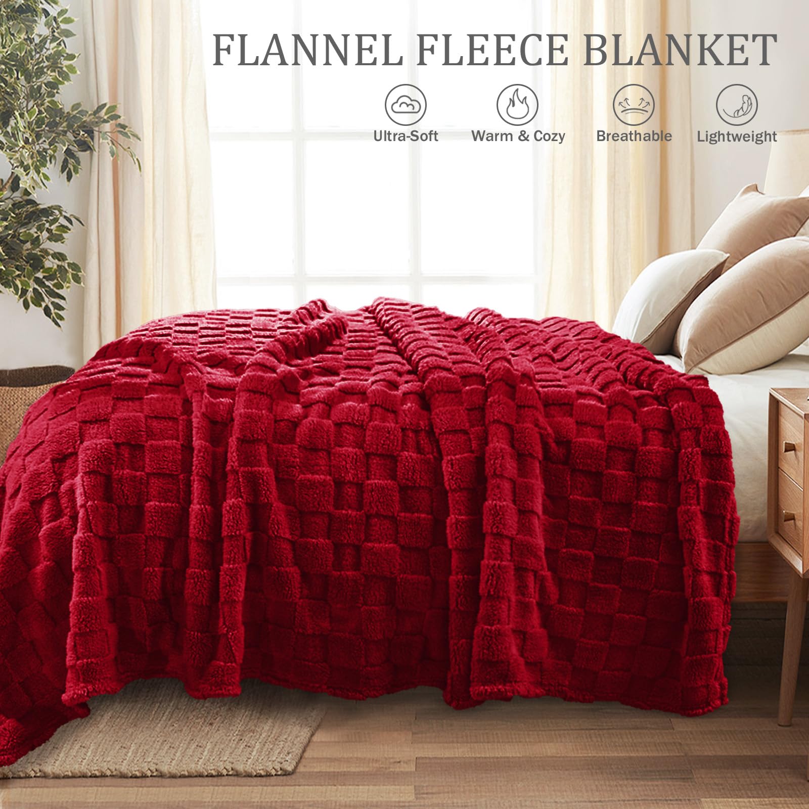 Exclusivo Mezcla Fleece Throw Blanket for Couch,Super Soft and Warm Lightweight Checkered Pattern Blankets for All Seasons 127x152 CM - Image 4