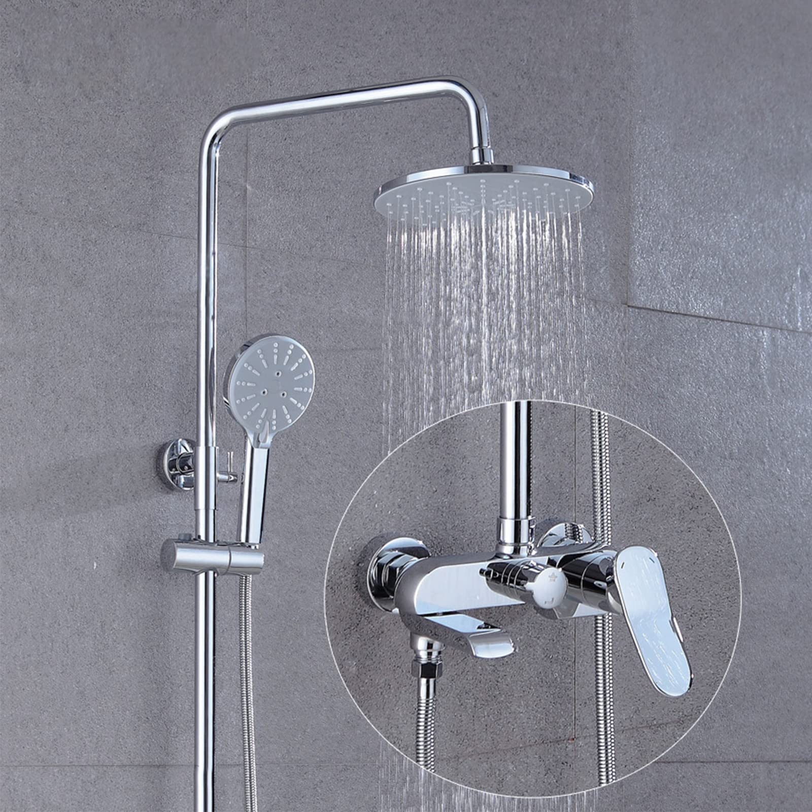 Robinet mitigeur de douche à poignée unique 3 fonctions encastrable pour baignoire