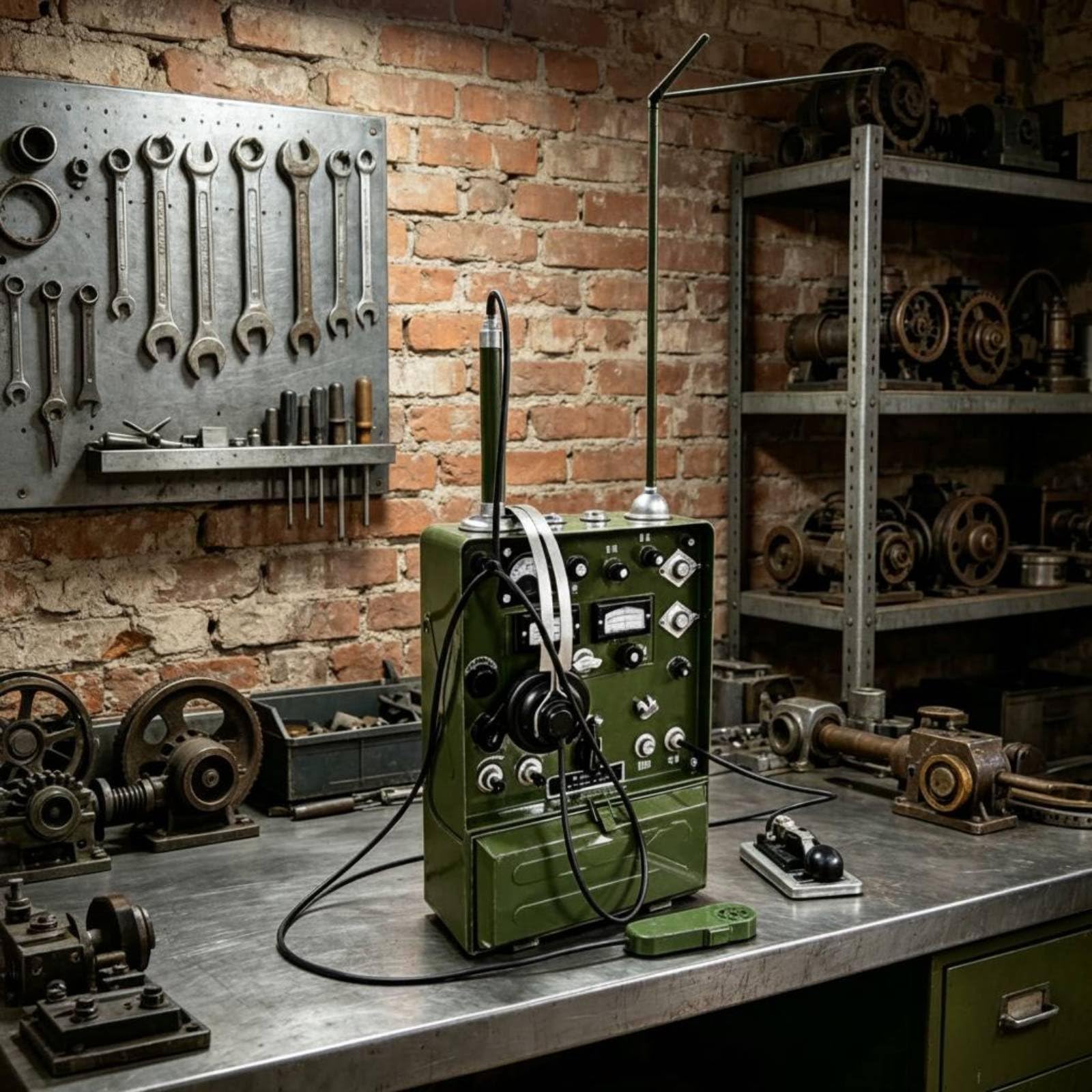 Comunicazione Apparecchio Telegrafo Retrò Modello Radiotrasmissione Accessorio Collezionismo Elemento Decorativo Realistico Adatto per Spazi di Studio, Verde