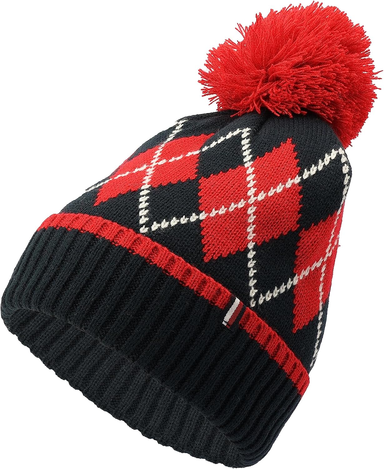 Tommy Hilfiger womens Argyle Pom Cuff Hat - Image 2
