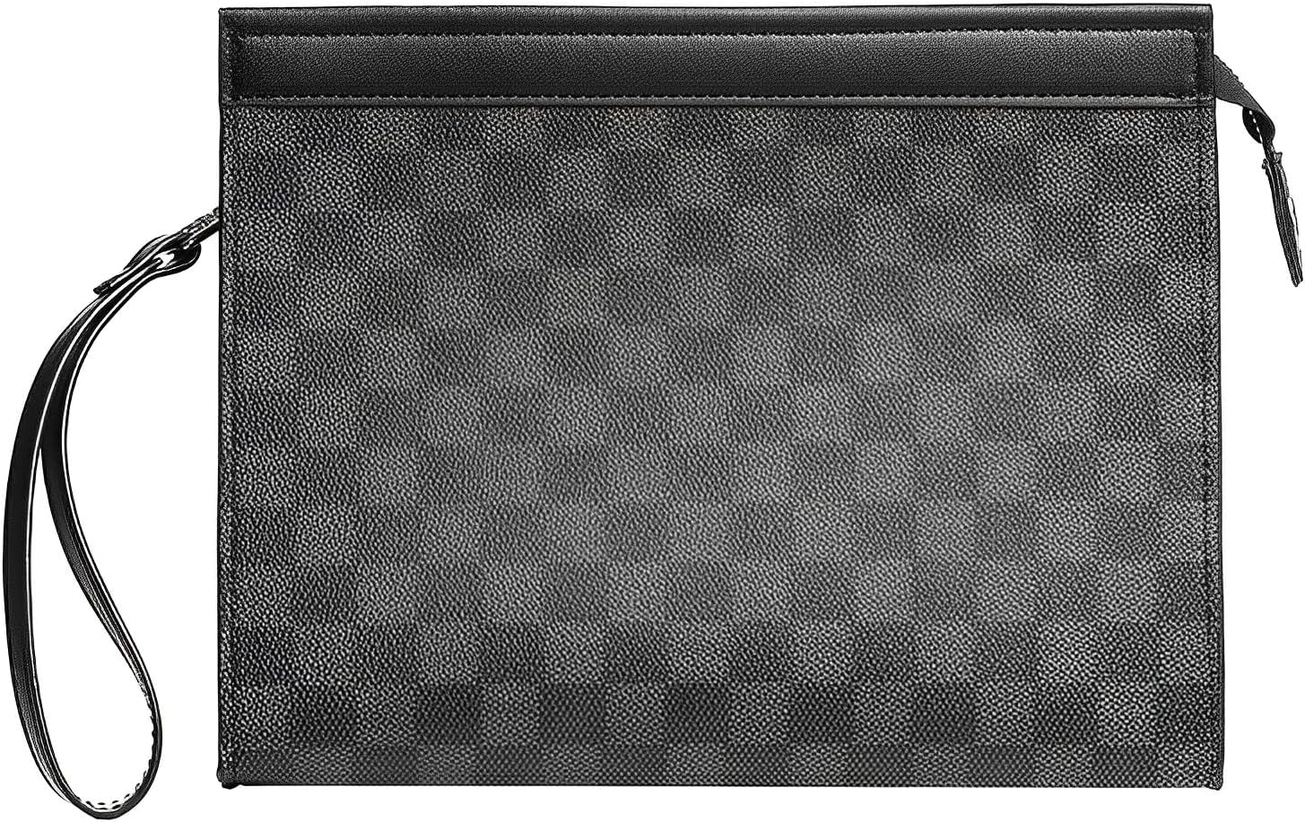 SkycareLeather Handbags for Men Large Purse Clutch Bag Black
