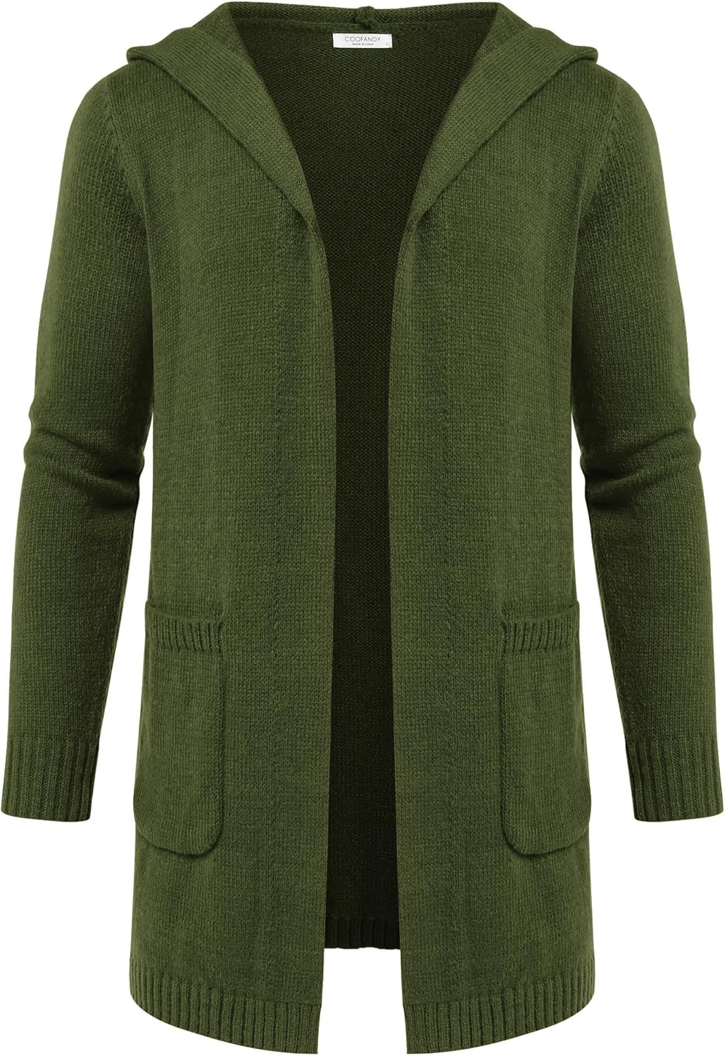 COOFANDY Mens Long Open Front Cardigan Sweater Lightweight Hooded Knitted Cardigan Sweaters with Pockets