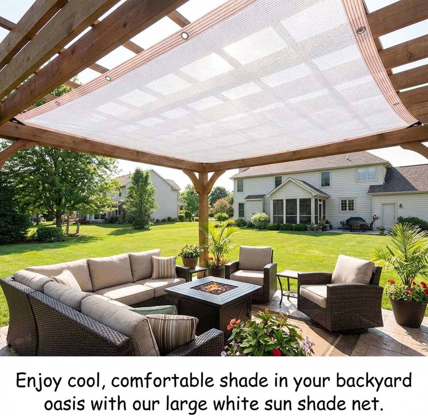 White Shade Cloth for Garden & Greenhouse - Heavy Duty Sunblock Mesh Tarp with Grommets, Outdoor 50% UV Protection Sun Shade Net Cover for Patio, Plants, Pergola, Canopy, Chicken Coop(26x49ft)